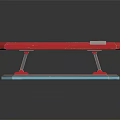 Red Octagonal Table With Gray Tabletop Blue LED Lights And Metallic Legs On Black Background